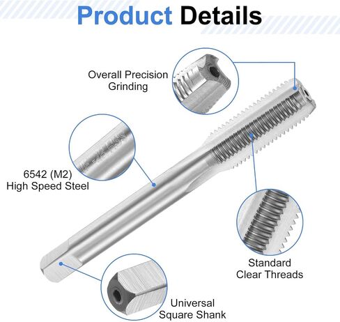 uxcell 3pcs Hand Tap Set, 3/8"-24 UNF Taper/Plug/Bottom Thread Screw Taps, High Speed Steel Left Hand Threading Tapping Tool Kit in Saudi Arabia