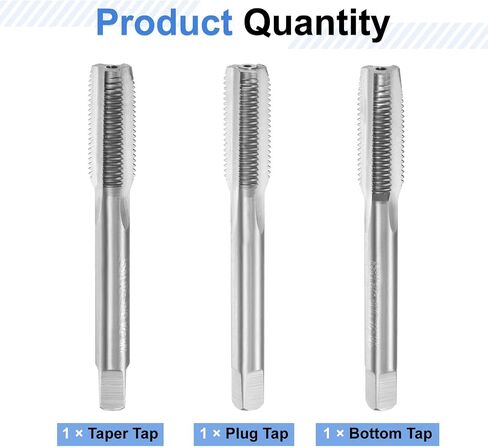 uxcell 3pcs Hand Tap Set, 3/8"-24 UNF Taper/Plug/Bottom Thread Screw Taps, High Speed Steel Left Hand Threading Tapping Tool Kit in Saudi Arabia