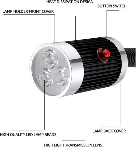 LED آلة التصنيع باستخدام الحاسب الآلي مصباح العمل مخرطة 110-220 فولت 3/6/9 واط معقوفة ورشة عمل أضواء العمل قاعدة مغناطيسية طحن مصباح صناعي (مغناطيس مستدير، 3 واط) in Kuwait