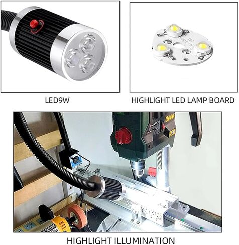 LED آلة التصنيع باستخدام الحاسب الآلي مصباح العمل مخرطة 110-220 فولت 3/6/9 واط معقوفة ورشة عمل أضواء العمل قاعدة مغناطيسية طحن مصباح صناعي (مغناطيس مستدير، 3 واط) in Kuwait