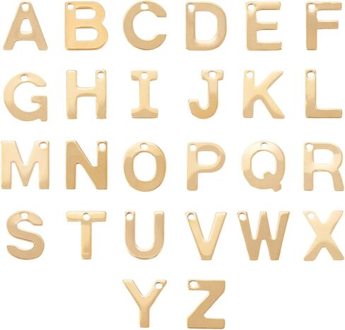 Cheriswelry 52Pcs 201 Stainless Steel Letter Charms 18K Gold Plated Alphabet Pendants Initial A~Z Dangle Charms Ornament 12x6mm for DIY Name Word Jewelry Making Supplies in Saudi Arabia