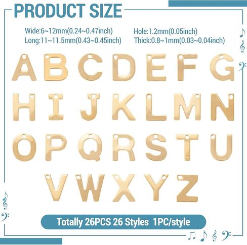 Cheriswelry 52Pcs 201 Stainless Steel Letter Charms 18K Gold Plated Alphabet Pendants Initial A~Z Dangle Charms Ornament 12x6mm for DIY Name Word Jewelry Making Supplies in Saudi Arabia