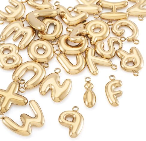 Cheriswelry 52Pcs 201 Stainless Steel Letter Charms 18K Gold Plated Alphabet Pendants Initial A~Z Dangle Charms Ornament 12x6mm for DIY Name Word Jewelry Making Supplies in Saudi Arabia