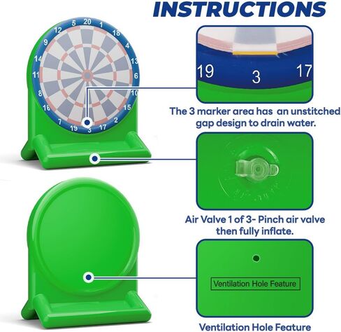 iPlay, iLearn Pool Wave Kids Fun Pool Toys, Inflatable Dart Board Water Games, Swimming Pool Floats, Beach Yard Outdoor Play, Cool Summer Party Gift for 6 7 8 Year Old Boy Girl Teen Adult-Red & Green in Saudi Arabia