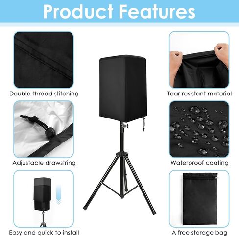 Speaker Cover, Outdoor Speaker Covers for PA/DJ Lightweight Powered Speaker, UV Protection Water Resistant Dustproof 210D Oxford Cloth Speaker Covers (2 PCS) (Black, 12 Inch) in Saudi Arabia