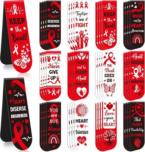 48 Pcs Breast Cancer Awareness Bulk Items Magnetic Bookmarks Pink Ribbon Accessories Book Marks Hope Butterfly Inspirational Gifts for Breast Cancer Charity Office Fundraiser Events Supplies in Kuwait