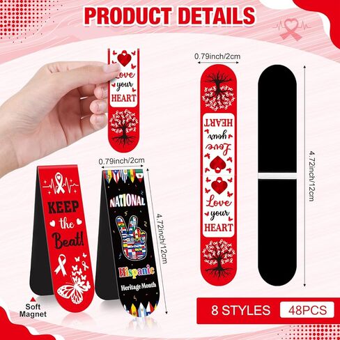 48 Pcs Breast Cancer Awareness Bulk Items Magnetic Bookmarks Pink Ribbon Accessories Book Marks Hope Butterfly Inspirational Gifts for Breast Cancer Charity Office Fundraiser Events Supplies in Kuwait