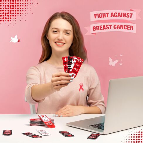 48 Pcs Breast Cancer Awareness Bulk Items Magnetic Bookmarks Pink Ribbon Accessories Book Marks Hope Butterfly Inspirational Gifts for Breast Cancer Charity Office Fundraiser Events Supplies in Kuwait