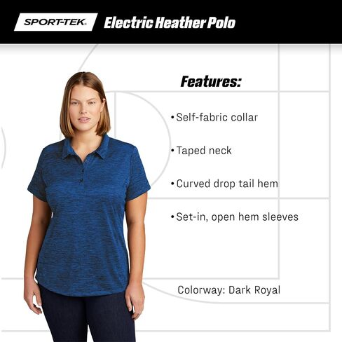 SPORT-TEK Women's PosiCharge Electric Heather Polo | Ladies Short Sleeve Collared Shirt, Slim Fit for Summer, Work & Golf in Saudi Arabia