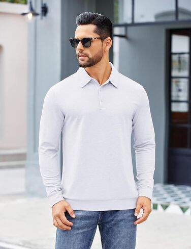 COOFANDY Mens Polo Shirts Long Sleeve Casual Lightweigt Golf Polos Button Collared TShirt in Saudi Arabia