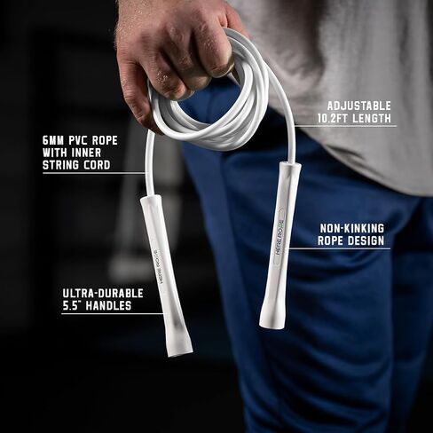 6mm Adjustable Boxing Jump Rope With Inner String Cord, Unbreakable Handles, Hererope Durable Non-Kinking PVC Jump Ropes for Men Women, Exercise Fitness, Indoor Outdoor Use in Saudi Arabia