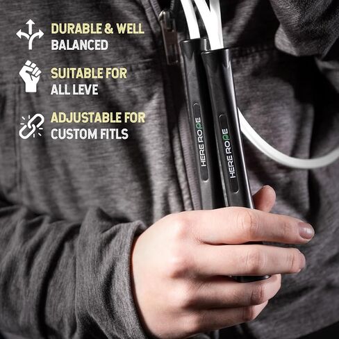 6mm Adjustable Boxing Jump Rope With Inner String Cord, Unbreakable Handles, Hererope Durable Non-Kinking PVC Jump Ropes for Men Women, Exercise Fitness, Indoor Outdoor Use in Saudi Arabia