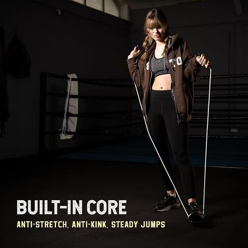 6mm Adjustable Boxing Jump Rope With Inner String Cord, Unbreakable Handles, Hererope Durable Non-Kinking PVC Jump Ropes for Men Women, Exercise Fitness, Indoor Outdoor Use in Saudi Arabia