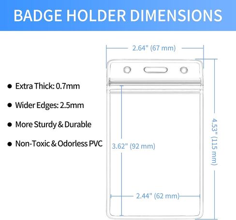 50 PCS حاملي شارة بلاستيكية للحبل ، غطاء بطاقة الهوية الأفقي مع zip قابلة لإعادة الاستئصال ، واضحة الأسماء شارة علامة القرب/RFID/بطاقات الائتمان (3.35x2.20) in Saudi Arabia