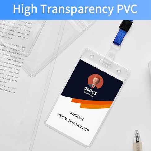 50 PCS حاملي شارة بلاستيكية للحبل ، غطاء بطاقة الهوية الأفقي مع zip قابلة لإعادة الاستئصال ، واضحة الأسماء شارة علامة القرب/RFID/بطاقات الائتمان (3.35x2.20) in Saudi Arabia