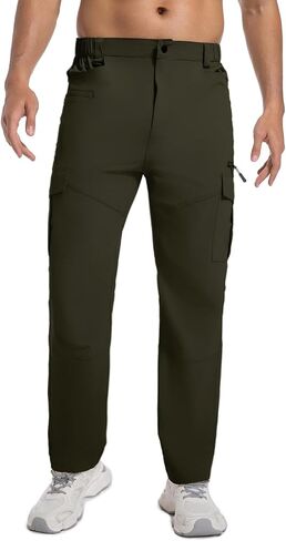 PJZHJ Men's Waterproof Tactical Pants Stretch Ripstop Hiking Pants Lightweight Quick-Dry Rain Pants Multi Pockets Cargo Pants in Kuwait