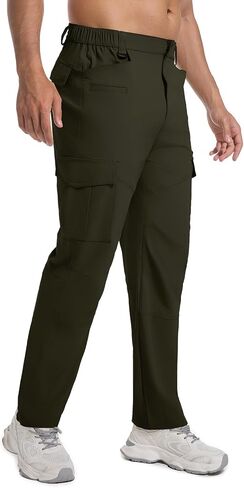 PJZHJ Men's Waterproof Tactical Pants Stretch Ripstop Hiking Pants Lightweight Quick-Dry Rain Pants Multi Pockets Cargo Pants in Kuwait