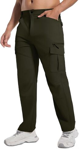 PJZHJ Men's Waterproof Tactical Pants Stretch Ripstop Hiking Pants Lightweight Quick-Dry Rain Pants Multi Pockets Cargo Pants in Kuwait