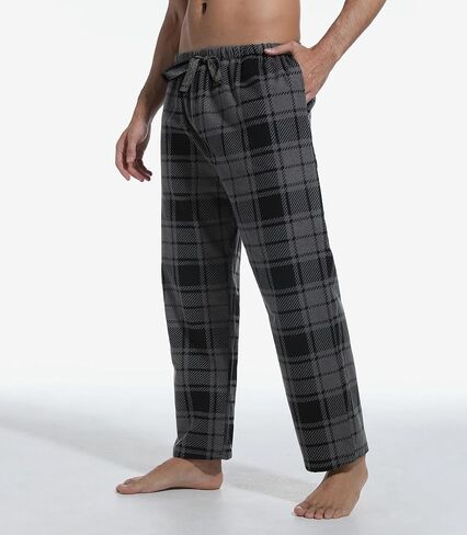 ENJOYNIGHT Mens Flannel Pajama Pants 100% Cotton Lounge Bottoms Plaid Pjs in Kuwait