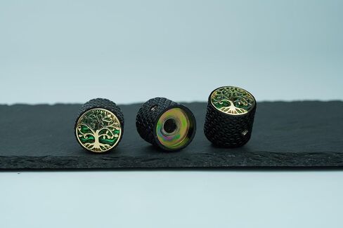 Guyker Guitar Bass Potentiometer Control Knobs with 6mm Dia. Shaft Pots - 3PCS Zinc Alloy Dome Speed Tone Volume Switch Knob with Tree Of Life Surface for Electric Guitar Bass, CKB026 Black, Gold Top in Saudi Arabia