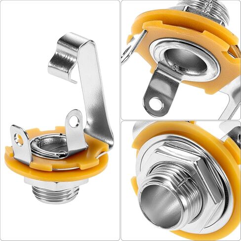 QWORK Long Mono Input Jack Socket, 20 Pcs 1/4" Mono Chassis Socket Female Jack for Electric and Bass Guitars, 6.35mm in Saudi Arabia