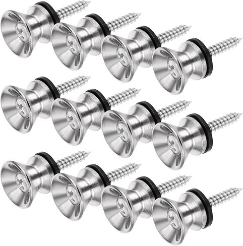Giantree 12-Pack Guitar Strap Buttons, Metal Strap Endpins with Mounting Screws and Rubber Blocks, Non-Slip Guitar Straps Locking Accessories for Acoustic Electric Bass Ukulele Silver in Saudi Arabia