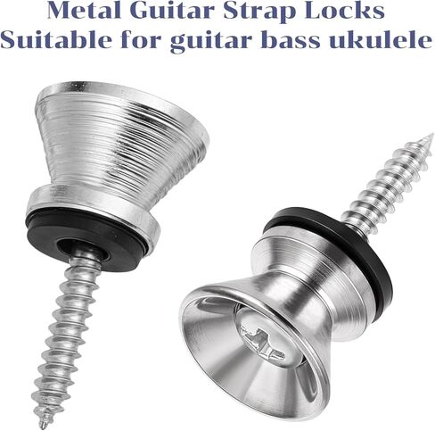 Giantree 12-Pack Guitar Strap Buttons, Metal Strap Endpins with Mounting Screws and Rubber Blocks, Non-Slip Guitar Straps Locking Accessories for Acoustic Electric Bass Ukulele Silver in Saudi Arabia