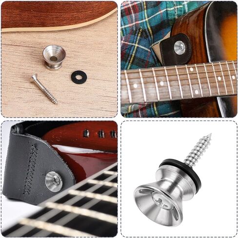 Giantree 12-Pack Guitar Strap Buttons, Metal Strap Endpins with Mounting Screws and Rubber Blocks, Non-Slip Guitar Straps Locking Accessories for Acoustic Electric Bass Ukulele Silver in Saudi Arabia