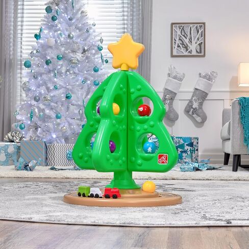 Step2 My First Christmas Tree, Kids Interactive Holiday Tree Toy, 12 Colorful Plastic Ornaments to Decorate, Mini Train Set Circles the Skirt, Made of Durable Plastic, For Toddlers 1.5+ Years Old in Saudi Arabia