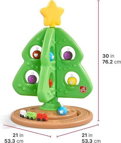 Step2 My First Christmas Tree, Kids Interactive Holiday Tree Toy, 12 Colorful Plastic Ornaments to Decorate, Mini Train Set Circles the Skirt, Made of Durable Plastic, For Toddlers 1.5+ Years Old in Saudi Arabia