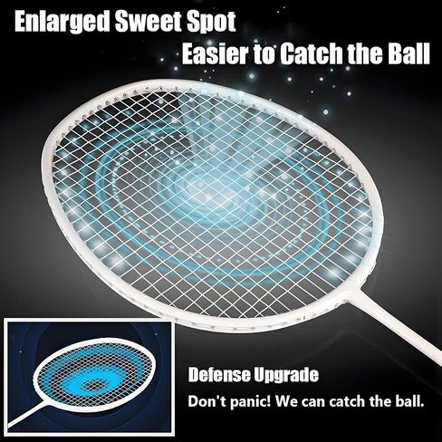Badminton Racquet of 2,Full Carbon Fiber Adult Ultra-Light Double Racket Equipment Professional Durable Suit,Includ 2 Shuttlecocks & Carrying Bag,Perfect for Adults and Teenager in Saudi Arabia
