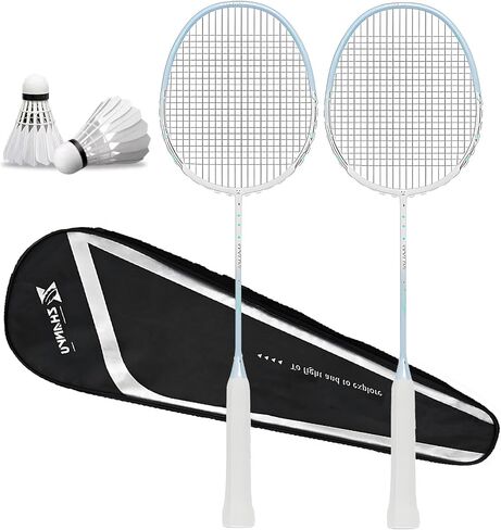 Badminton Rackets Set,Professional-Grade Full Carbon Fiber 5U Ultra-Light and Durable Double Racket,Balanced Offense and Defense,Including 2 Rackets,2 Shuttlecocks,1 Bag in Saudi Arabia
