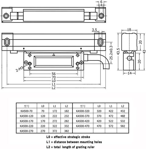 KA500 مقياس خطي رقمي بصري عالي الدقة مسطرة شبكية إلكترونية التشفير التزايدي (670 مللي متر 5um TTL 5V) in Kuwait