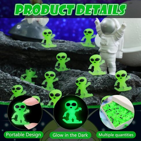 50 Pcs Glow in The Dark Alien Figures Small Tiny Rubber Mini Aliens Figurine Miniatures for Space Party Favors Halloween Prank Space Party Gift Goodie Bag Filler in Saudi Arabia
