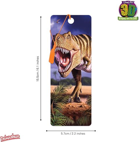 Bookmark - T-Rex Attack from Deluxebase. A Dinosaur Book Marker with lenticular 3D Artwork Licensed from Renowned Artist David Penfound in Saudi Arabia