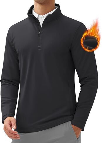 MAGCOMSEN Mens Quarter Zip Pullover Jacket Fleece Lined Golf Water Resistant Warm Sweatshirt 2 Zipper Pockets Winter in Kuwait