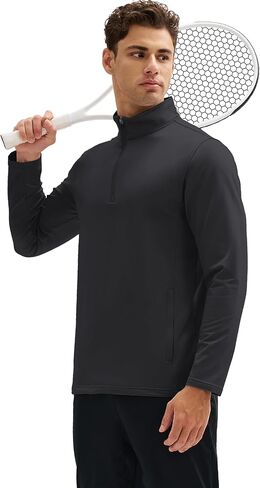 MAGCOMSEN Mens Quarter Zip Pullover Jacket Fleece Lined Golf Water Resistant Warm Sweatshirt 2 Zipper Pockets Winter in Kuwait