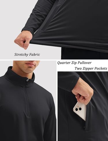 MAGCOMSEN Mens Quarter Zip Pullover Jacket Fleece Lined Golf Water Resistant Warm Sweatshirt 2 Zipper Pockets Winter in Kuwait