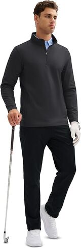 MAGCOMSEN Mens Quarter Zip Pullover Jacket Fleece Lined Golf Water Resistant Warm Sweatshirt 2 Zipper Pockets Winter in Kuwait