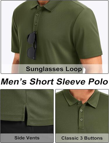 Mens Polo Shirts Performance Short Sleeve Dry Fit Moisture Wicking Collared Men's Golf T-Shirt Athletic in Kuwait