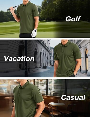 Mens Polo Shirts Performance Short Sleeve Dry Fit Moisture Wicking Collared Men's Golf T-Shirt Athletic in Kuwait