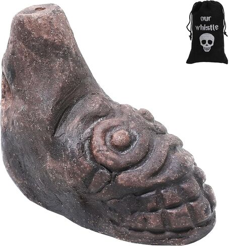 Human Face Aztec Death Whistle - Ghost Scream Whistle for Halloween, Pranks, Decor, Self Defense - Loud Human-Like Scream - Handmade Ceramic - Red in Saudi Arabia