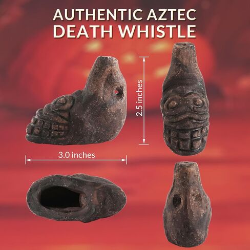 Human Face Aztec Death Whistle - Ghost Scream Whistle for Halloween, Pranks, Decor, Self Defense - Loud Human-Like Scream - Handmade Ceramic - Red in Saudi Arabia