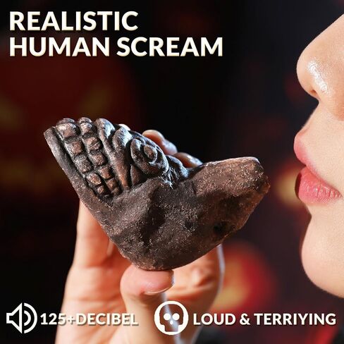 Human Face Aztec Death Whistle - Ghost Scream Whistle for Halloween, Pranks, Decor, Self Defense - Loud Human-Like Scream - Handmade Ceramic - Red in Saudi Arabia