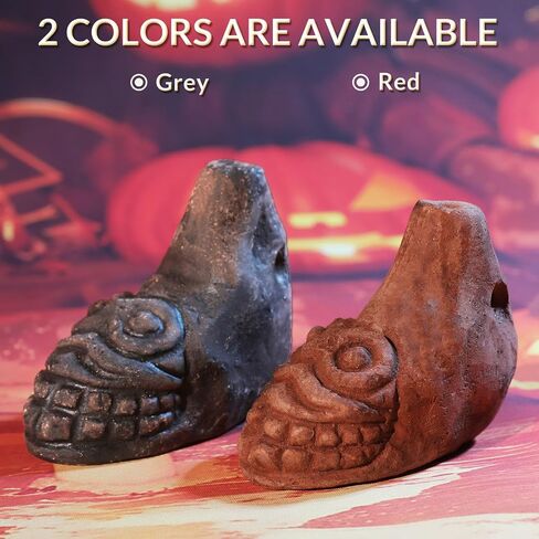 Human Face Aztec Death Whistle - Ghost Scream Whistle for Halloween, Pranks, Decor, Self Defense - Loud Human-Like Scream - Handmade Ceramic - Red in Saudi Arabia