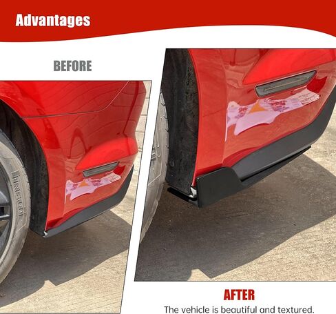 قطعتان من جناح لوحة الروك الجانبية المتوافقة مع Ford Mustang Roush 2015-2023، ملحقات خلفية للتنورة الجانبية ذات الشعاع الجانبي، تنورة جانبية ذات شعاع جانبي لفورد موستانج، جناح طائر صغير ROUSH in Kuwait