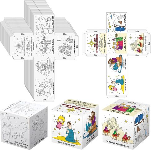 Motipuns 36 Pcs Easter Story Coloring Cube Set for Coloring Easter Story DIY Handicrafts Bible Crafts Sunday Activities Christian Art Projects Crafts Family Crafts in Saudi Arabia