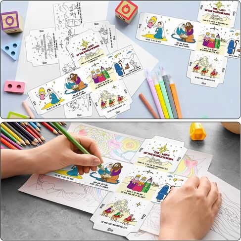 Motipuns 36 Pcs Easter Story Coloring Cube Set for Coloring Easter Story DIY Handicrafts Bible Crafts Sunday Activities Christian Art Projects Crafts Family Crafts in Saudi Arabia