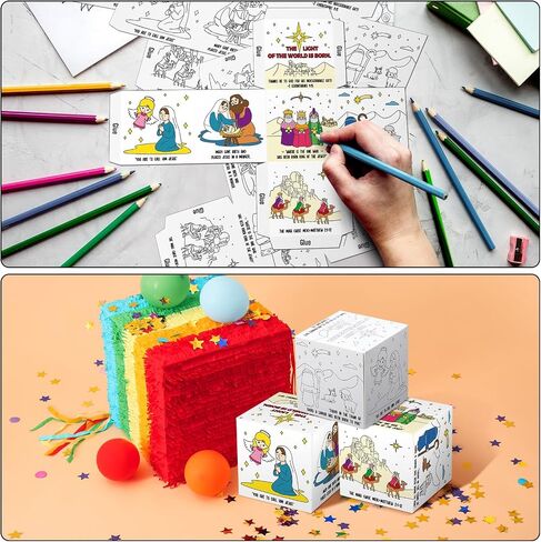 Motipuns 36 Pcs Easter Story Coloring Cube Set for Coloring Easter Story DIY Handicrafts Bible Crafts Sunday Activities Christian Art Projects Crafts Family Crafts in Saudi Arabia
