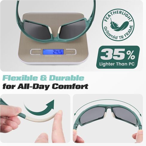 Flaya Polarized Sport Sunglasses for Men & Women UV400 Protection Scratch-Resistant Lightweight TR Frame & Rubber Nose Pads in Saudi Arabia